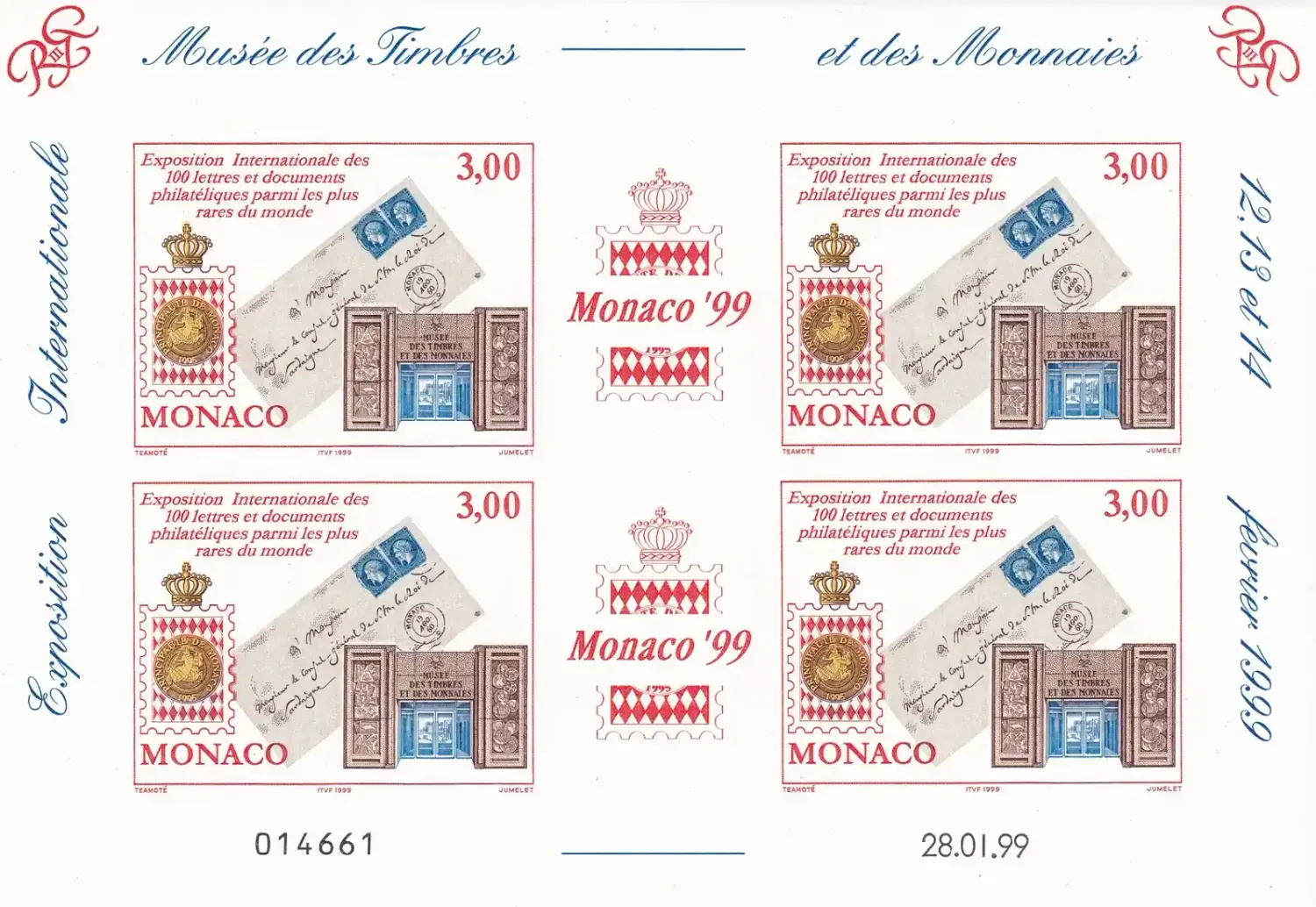 Monaco 1999 Int. Stamp Exhibition MONACO '99. Imperf (ss)-MNH(**)