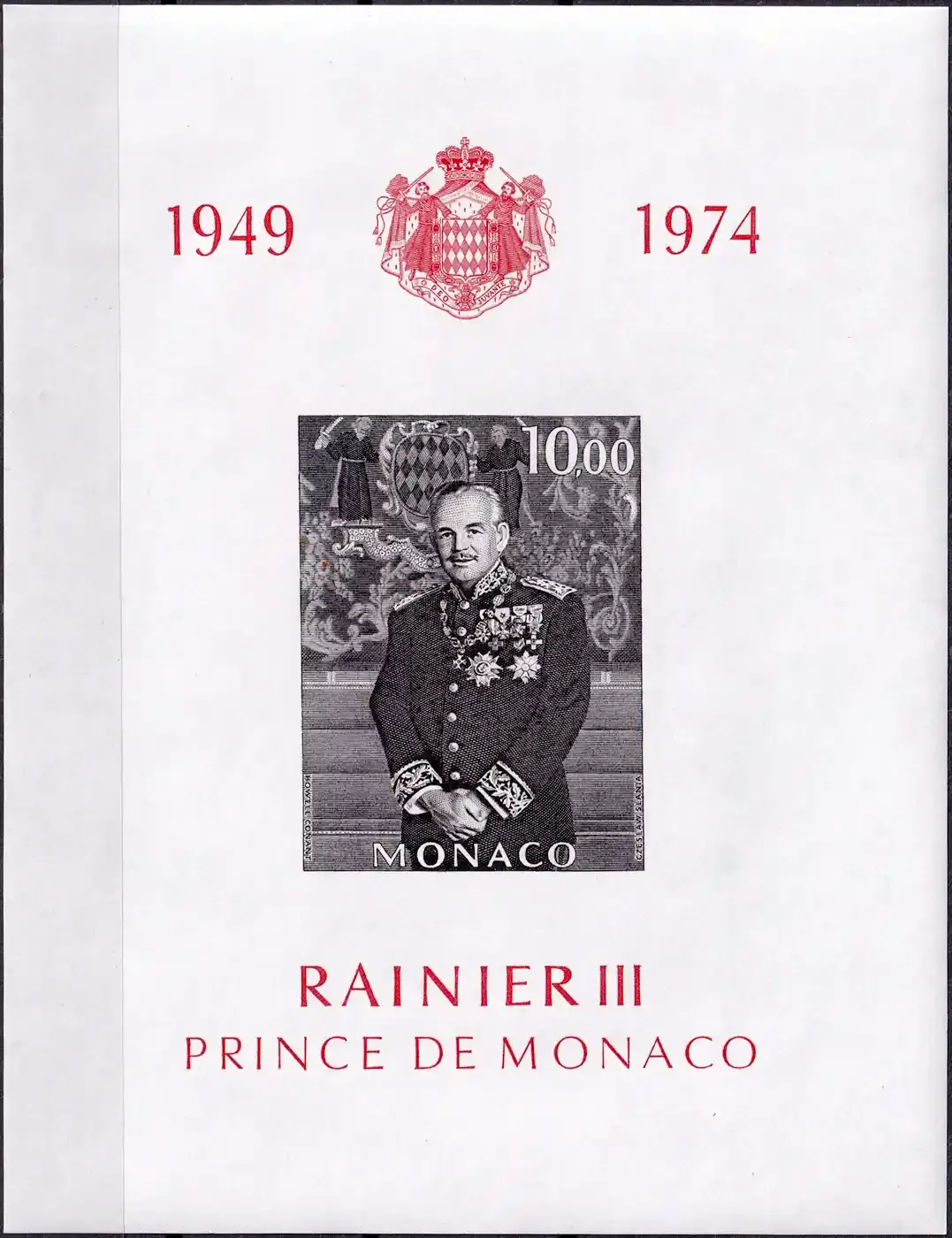 Monaco 1974 The 25th Anniversary of Prince Rainier's Accession (ss/1v)-MNH(**)
