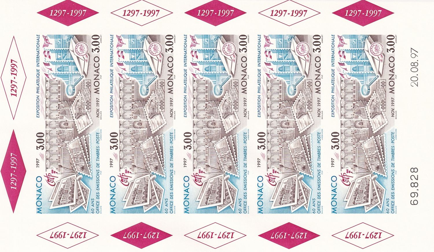 Monaco 1997 Museum Mini-Sheet of 10 Imperforated (ss/10v)-MNH(**)