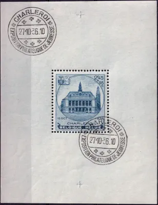 Belgium 1936 Stamp Exhibition in Charleroi (ss/1v). VFU Belgium 1936 Stamp Exhibition in Charleroi (ss/1v). VFU
