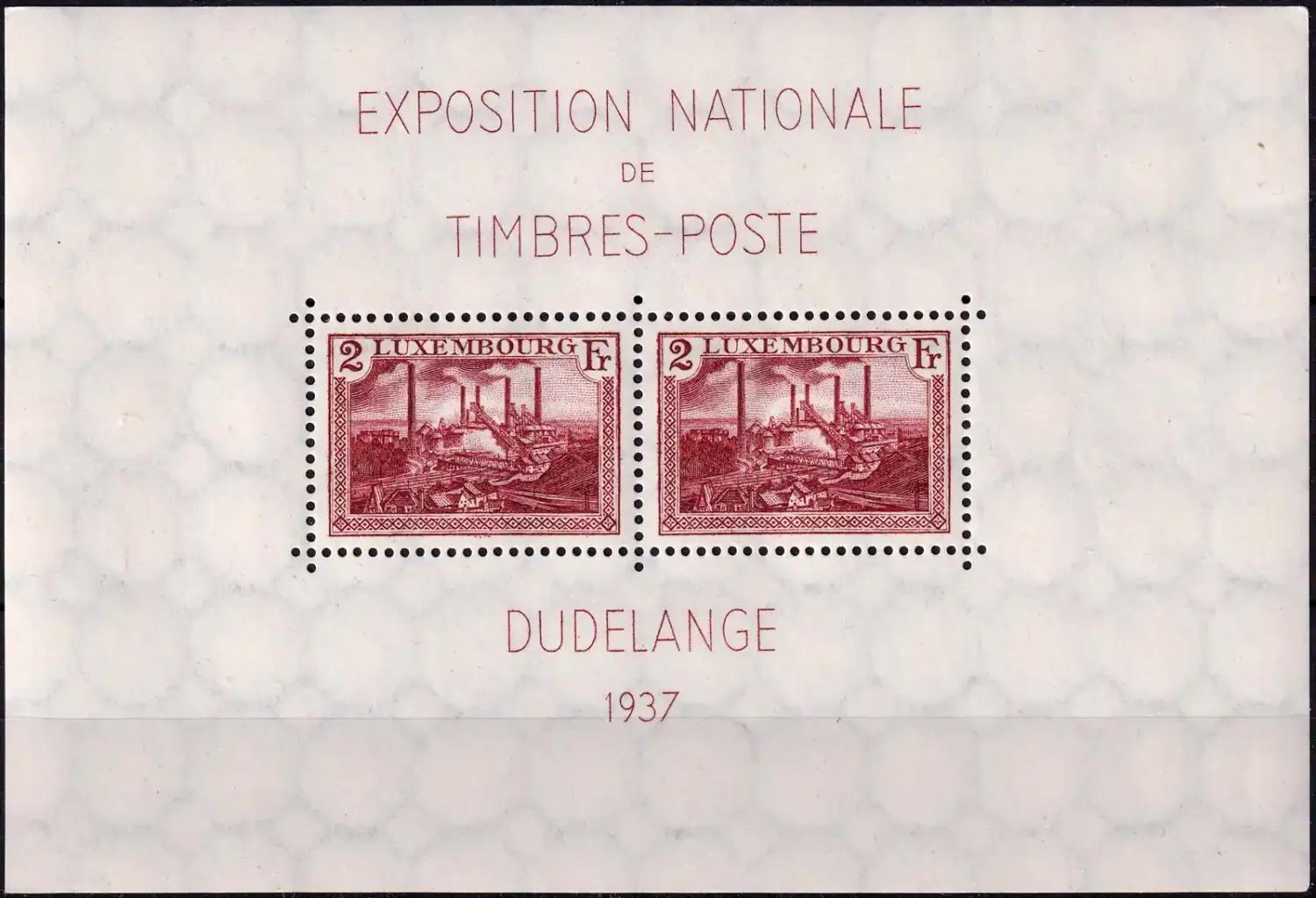 Luxembourg 1937 National Philatelic Exhibition - Dudelange (ss/2v) MNH(**) Luxembourg 1937 National Philatelic Exhibition - Dudelange (ss/2v) MNH(**)