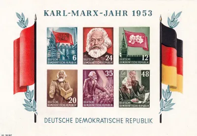 Germany East (DDR) 1953 Karl Marx - Minisheets (ss/6v). MNH(**) Germany East (DDR) 1953 Karl Marx - Minisheets (ss/6v). MNH(**)