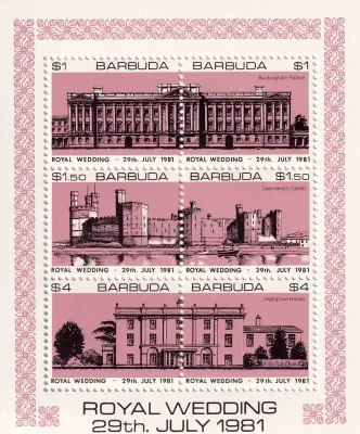 Barbuda 1981 Wedding of Prince Charles and Lady Diana Spencer (SS/6v). MNH(**) Barbuda 1981 Wedding of Prince Charles and Lady Diana Spencer (SS/6v). MNH(**)