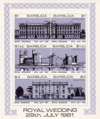 Barbuda 1981 Wedding of Prince Charles and Lady Diana Spencer (SS/6v). MNH(**) Barbuda 1981 Wedding of Prince Charles and Lady Diana Spencer (SS/6v). MNH(**)