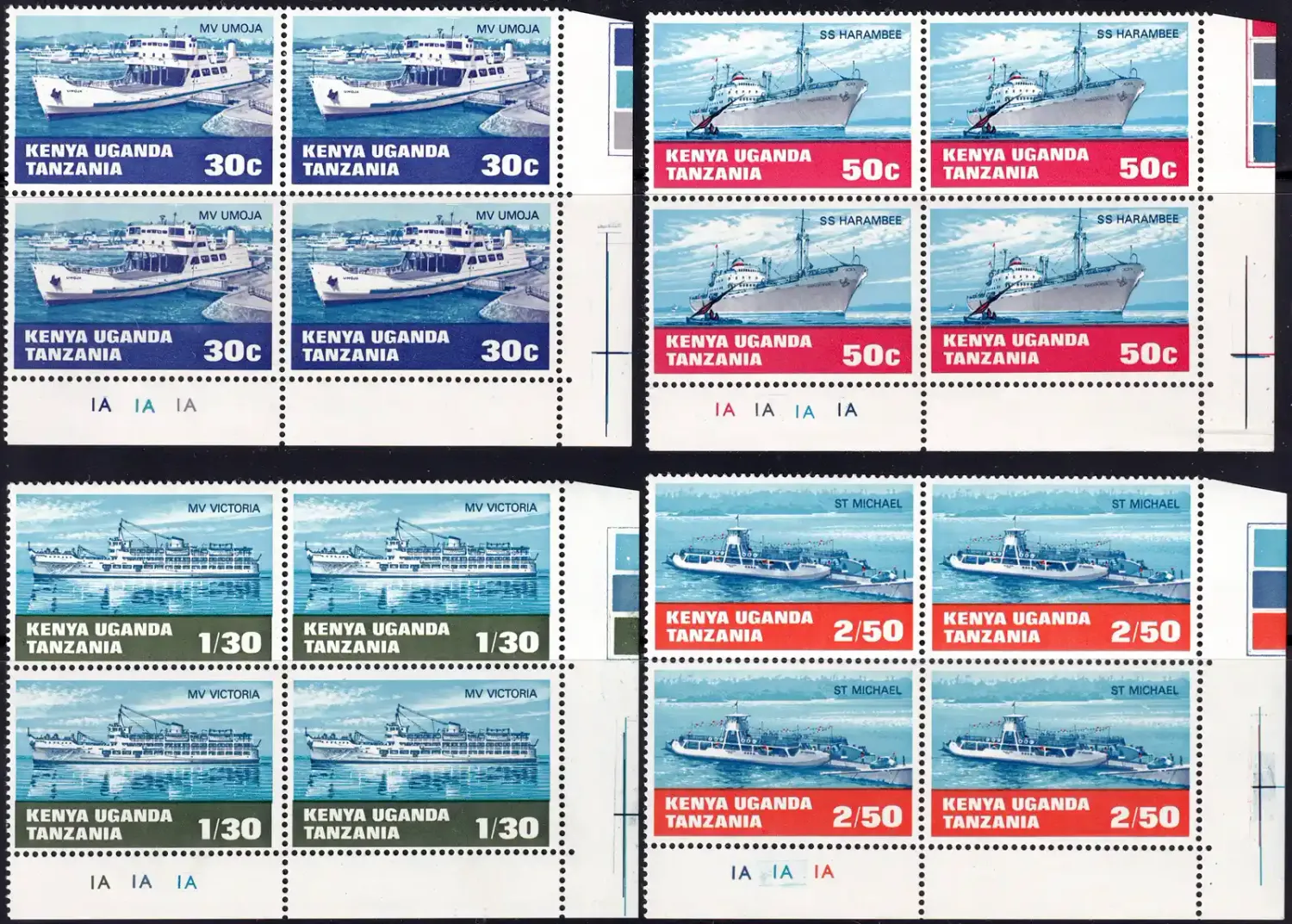 Kenya, Uganda and Tanganyika 1969 Water Transport, Ships (C/Blocks) MNH(**) Kenya, Uganda and Tanganyika 1969 Water Transport, Ships (C/Blocks) MNH(**)