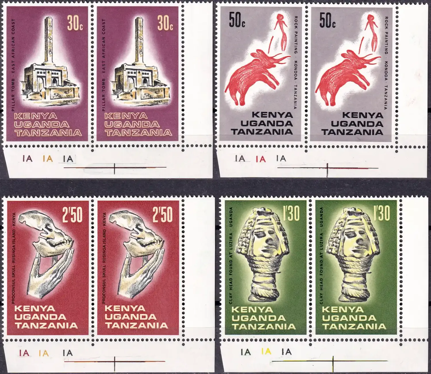 Kenya, Uganda and Tanganyika 1967 Archaeological Relics (Pairs) MNH(**)