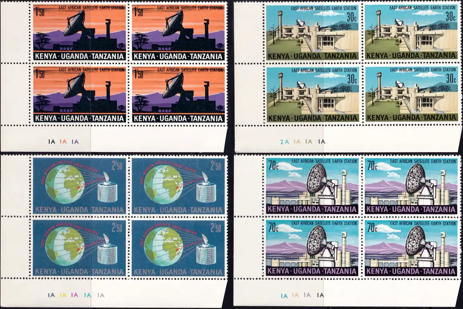 Kenya, Uganda and Tanganyika 1970 Inauguration of Satellite Earth Station (C/Blocks) MNH(**) Kenya, Uganda and Tanganyika 1970 Inauguration of Satellite Earth Station (C/Blocks) MNH(**)