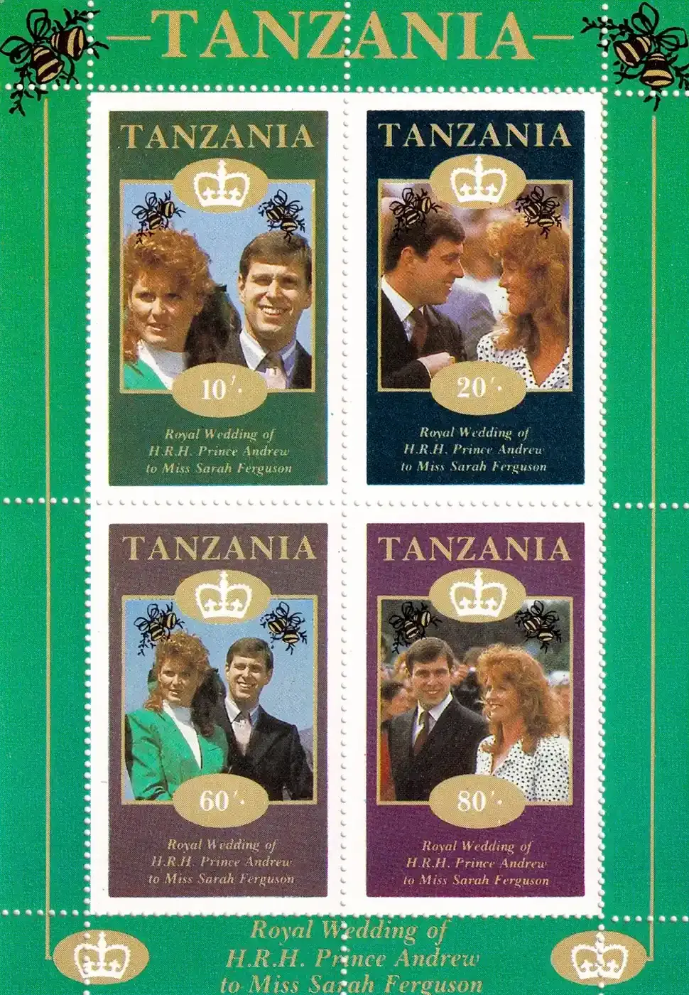 Tanzania 1986 Prince Andrew and Sarah Ferguson (ss/4v) MNH(**)
