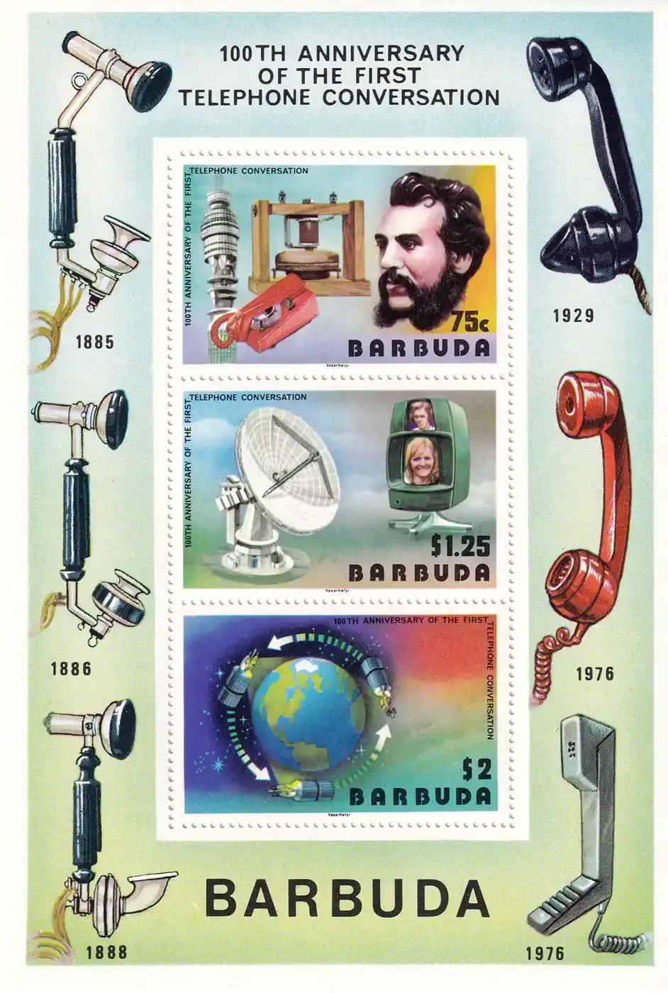 Barbuda 1977 The 100th Anniv of the Telephone (SS/3v). MNH(**)