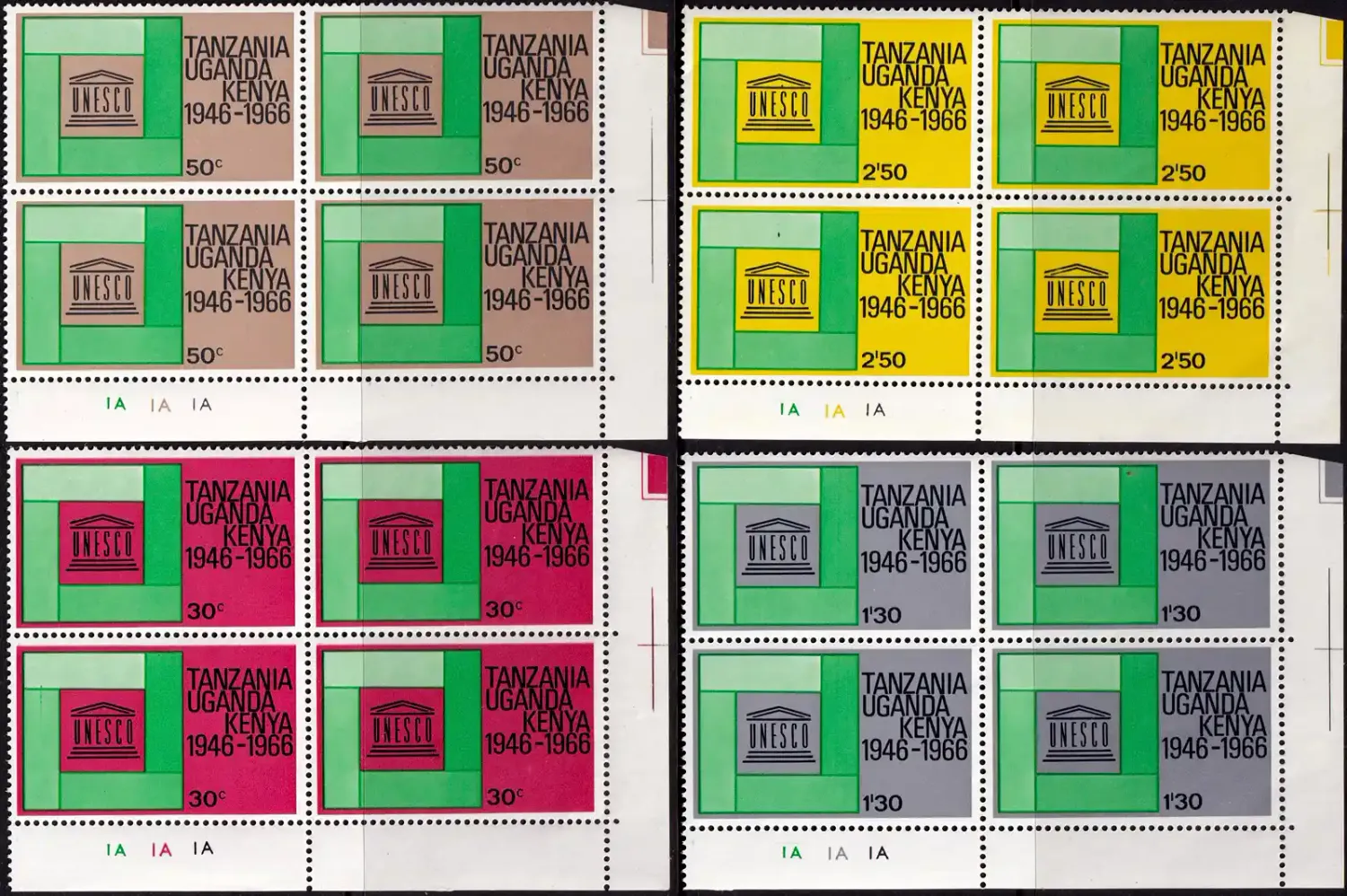 Kenya, Uganda and Tanganyika 1966 The 20th Anniversary of UNESCO (C/Blocks) MNH(**)