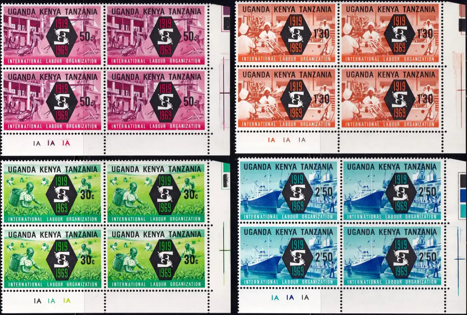 Kenya, Uganda and Tanganyika 1969 The 50th Anniv of International Labour Organization (C/Blocks) MNH(**) Kenya, Uganda and Tanganyika 1969 The 50th Anniv of International Labour Organization (C/Blocks) MNH(**)