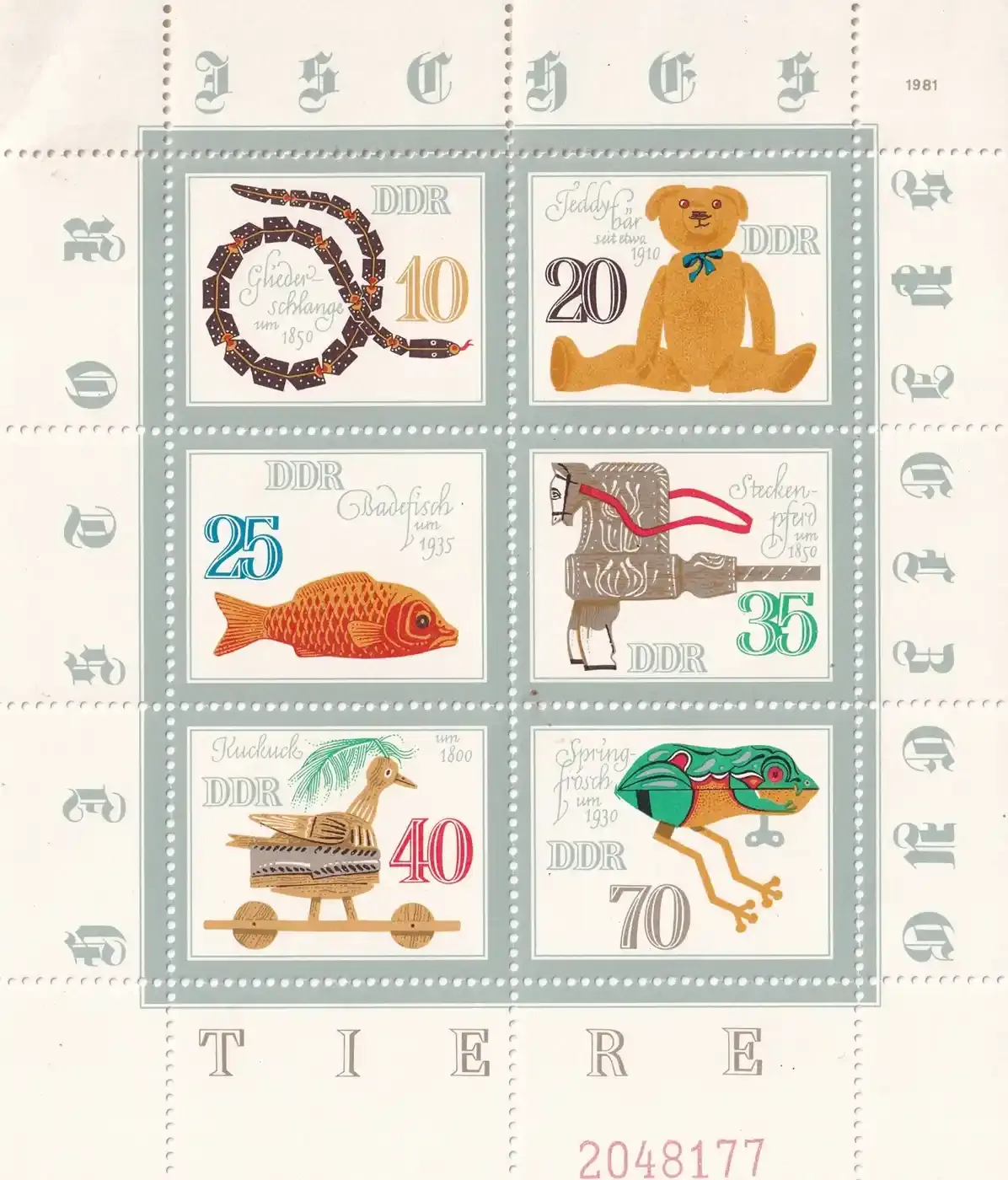 Germany East (DDR) 1981 Historical Toys (ss/6v). MNH (**) Germany East (DDR) 1981 Historical Toys (ss/6v). MNH (**)
