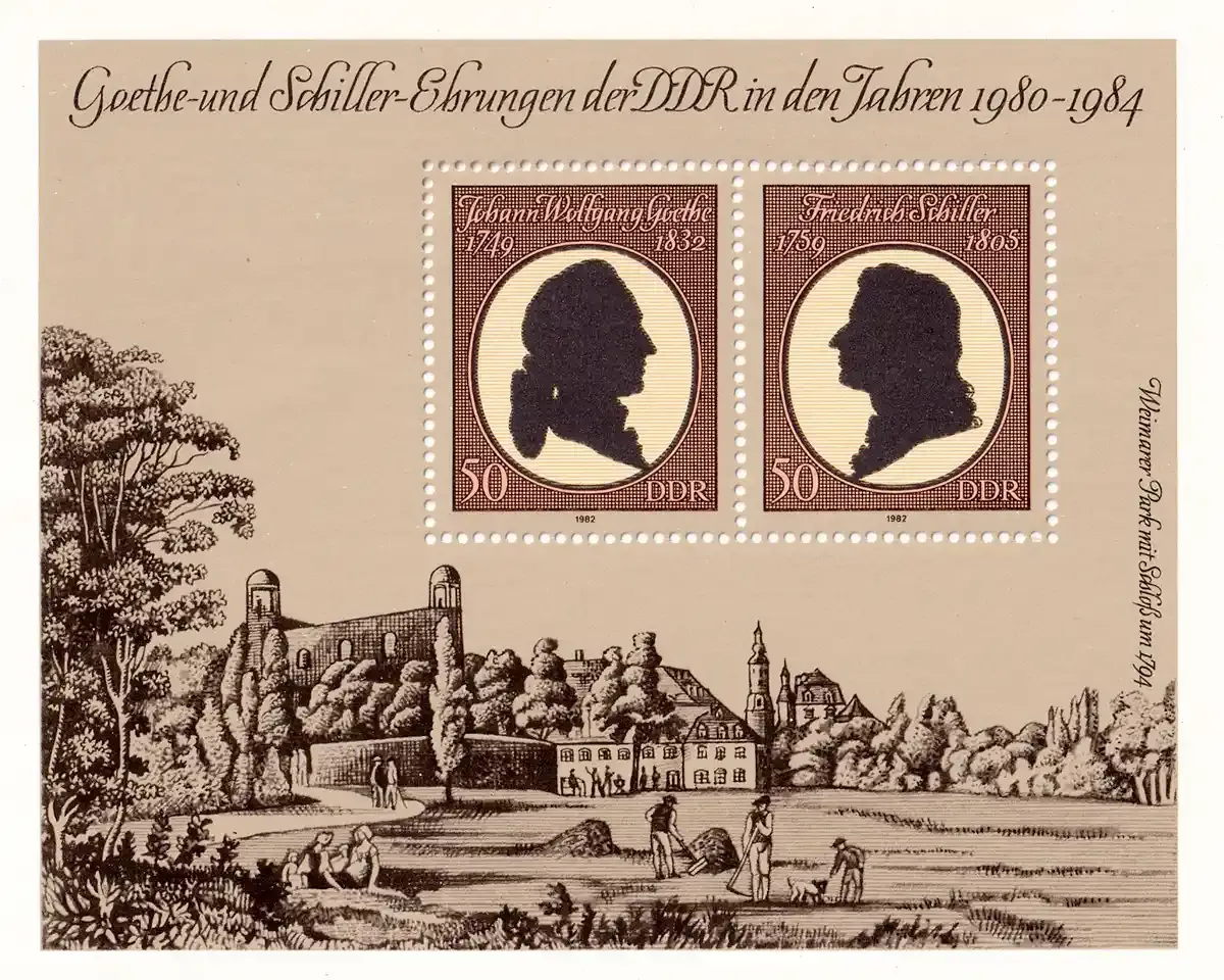 Germany East (DDR) 1982 Goethe & Schiller Awards 1980-1984 (ss/2v). MNH (**) Germany East (DDR) 1982 Goethe & Schiller Awards 1980-1984 (ss/2v). MNH (**)