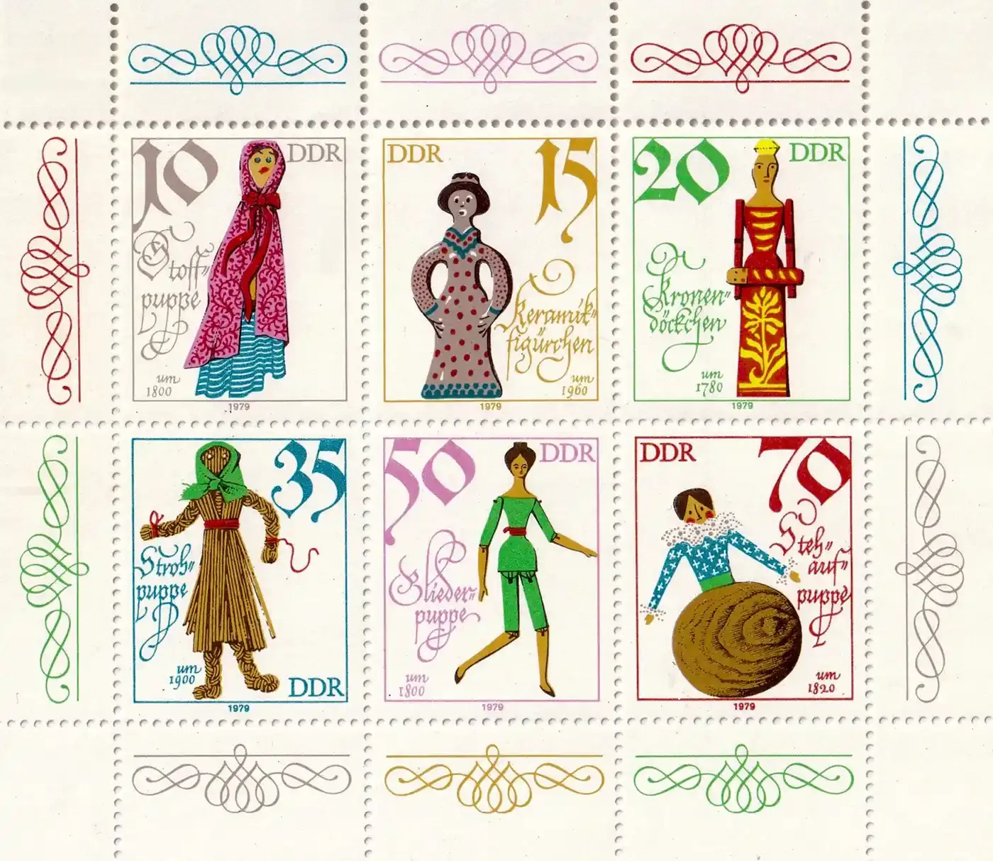 Germany East (DDR) 1979 Dolls (ss/6v). MNH (**) Germany East (DDR) 1979 Dolls (ss/6v). MNH (**)