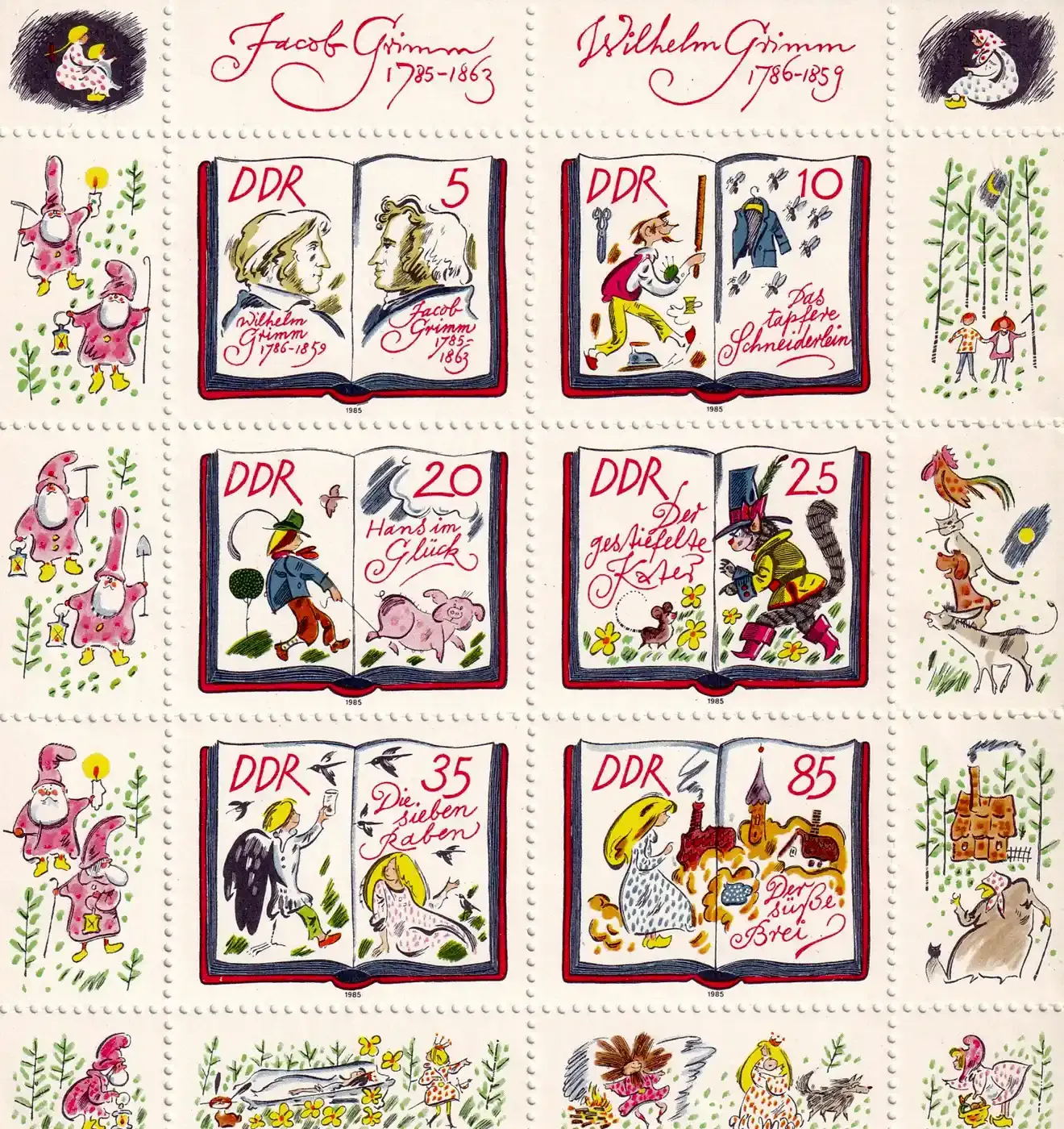 Germany East (DDR) 1985 Fairy Tales - The 200th Anniversary of the Birth of the Brothers Grimm (ss/6v). MNH (**)