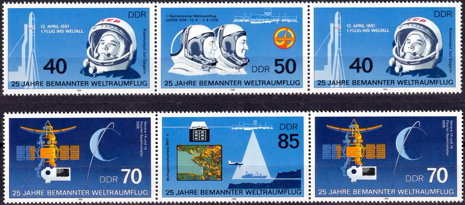 Germany East (DDR) 1986 The 25th Anniv of Space Travel (4v). MNH(**)