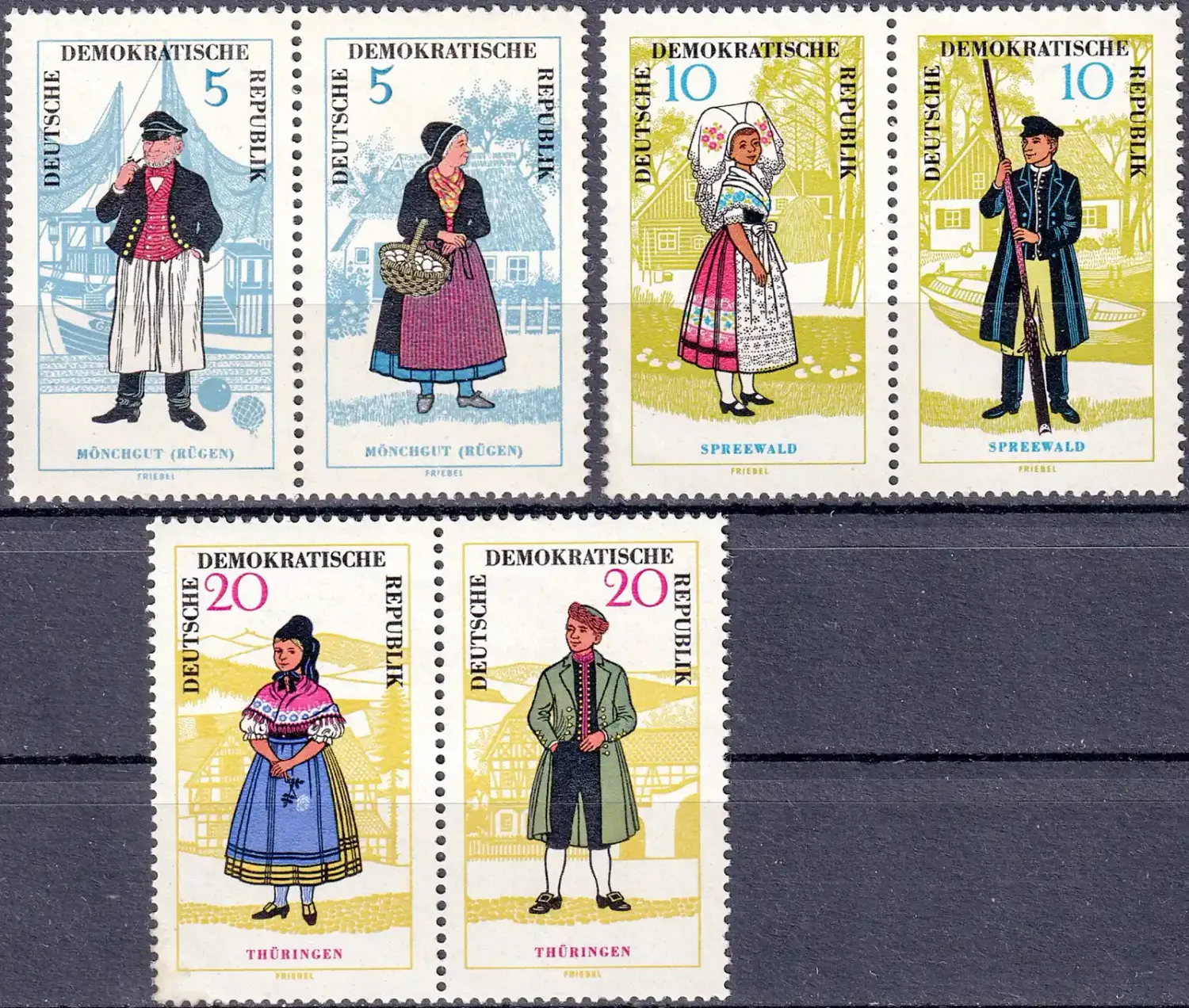 Germany East (DDR) 1964 Folk Costumes (6v). MNH(**) Germany East (DDR) 1964 Folk Costumes (6v). MNH(**)