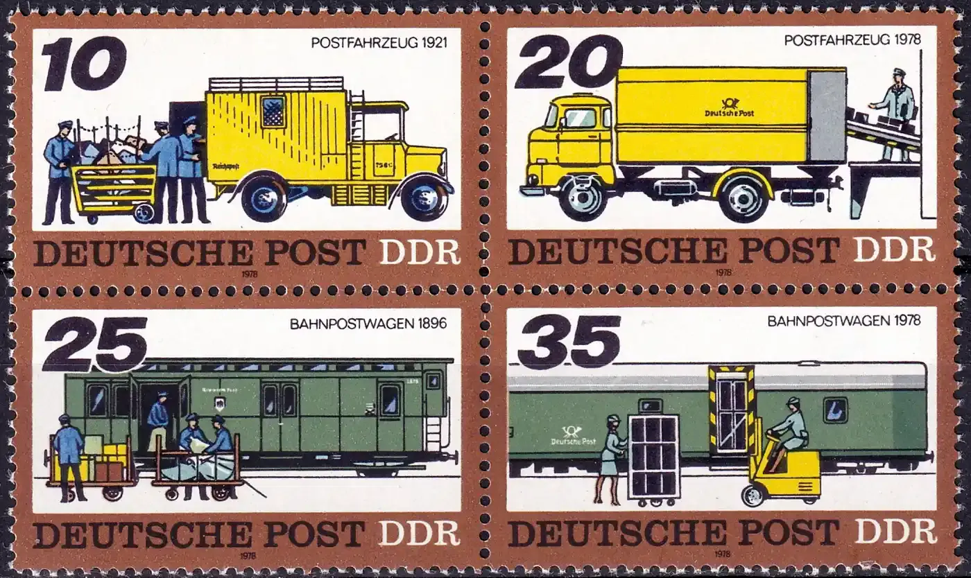 Germany East (DDR) 1978 Postal Transportation (blk/4v). MNH(**) Germany East (DDR) 1978 Postal Transportation (blk/4v). MNH(**)