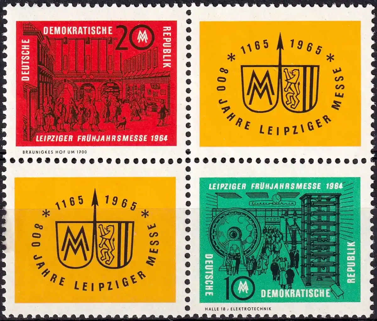 Germany East (DDR) 1964 Leipzig Spring Fair (blk/4v). MNH(**) Germany East (DDR) 1964 Leipzig Spring Fair (blk/4v). MNH(**)