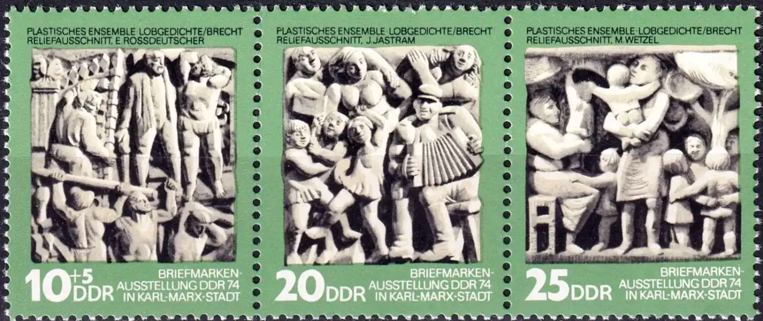 Germany East (DDR) 1974 National Stamp Exhibition "DDR '74" - Karl-Marx-Stadt (3v). MNH(**) Germany East (DDR) 1974 National Stamp Exhibition "DDR '74" - Karl-Marx-Stadt (3v). MNH(**)