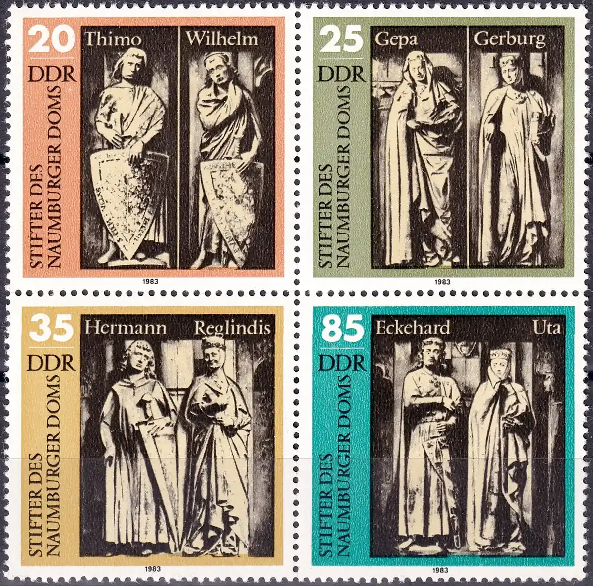 Germany East (DDR) 1983 Naumburger Dom, Cathedral (blk/4v). MNH(**) Germany East (DDR) 1983 Naumburger Dom, Cathedral (blk/4v). MNH(**)