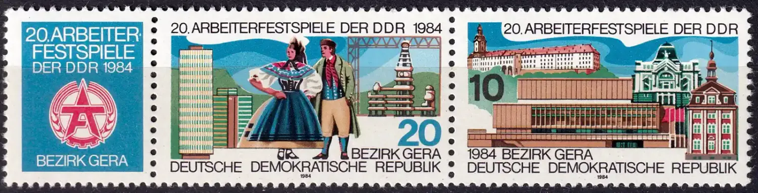 Germany East (DDR) 1984 The 20th Labour Festival Play in Gera (2v). MNH(**) Germany East (DDR) 1984 The 20th Labour Festival Play in Gera (2v). MNH(**)