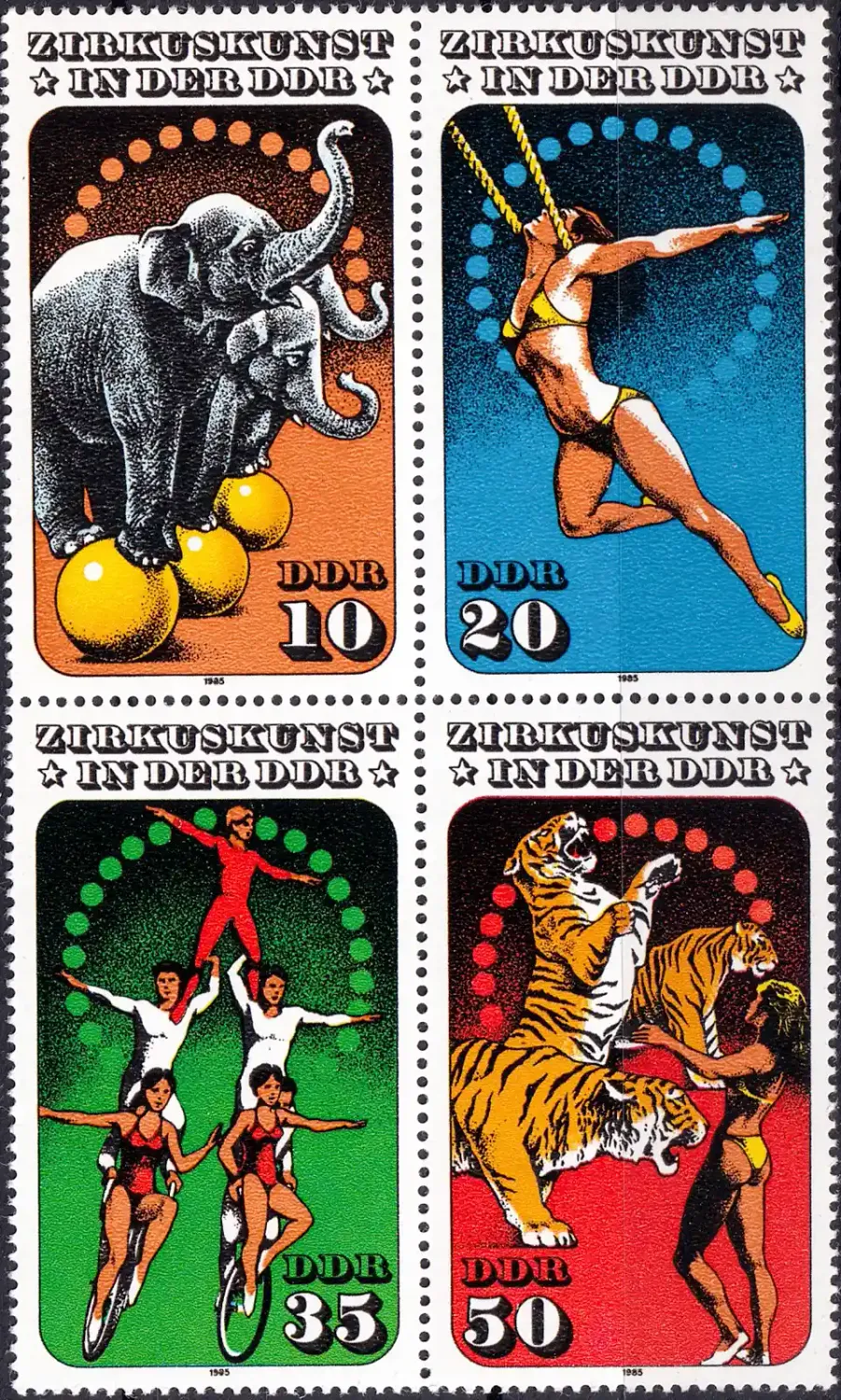 Germany East (DDR) 1985 Circus Art (blk/4v). MNH(**)