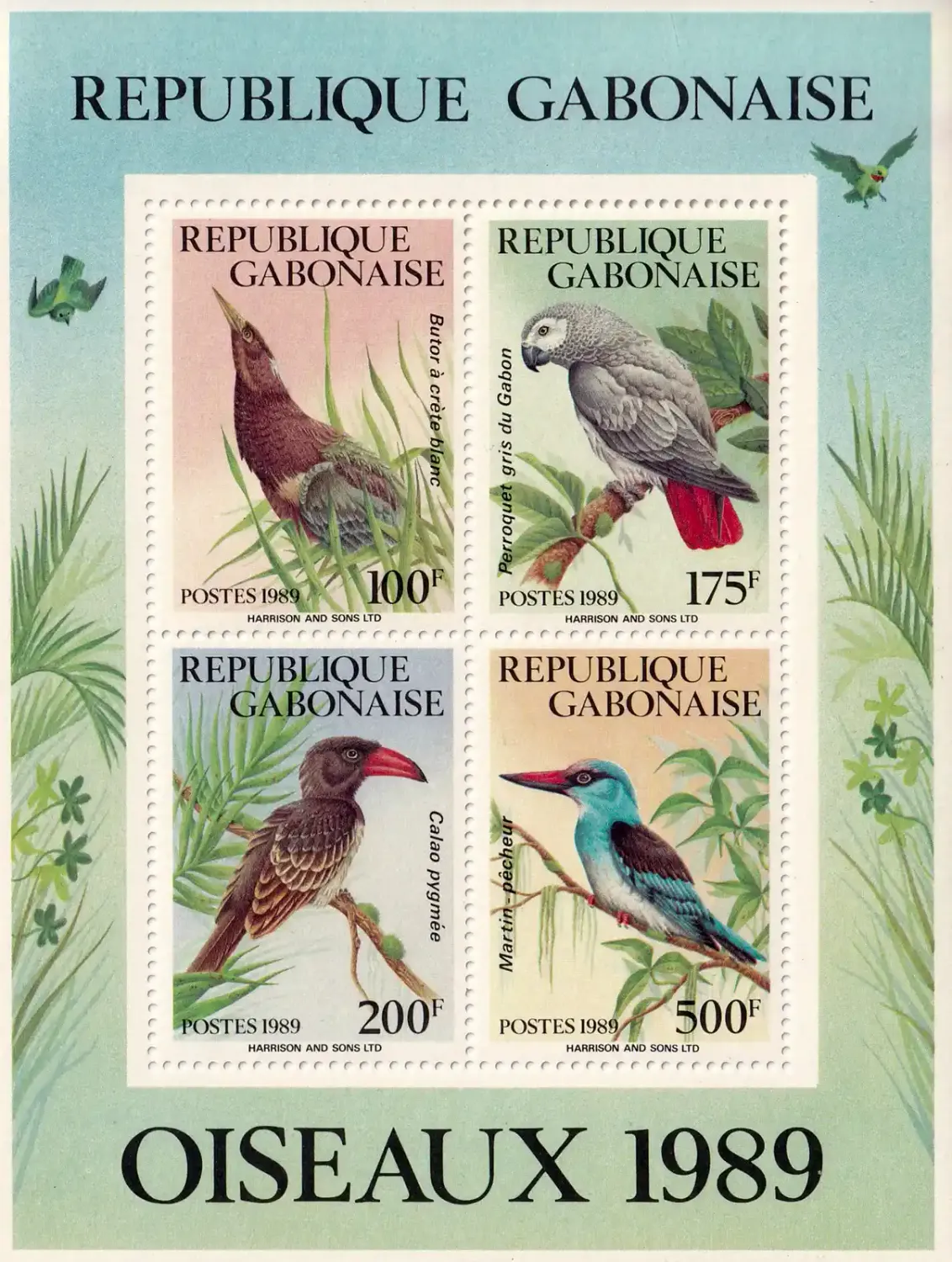 Gabon 1989 Birds (ss/4v)-MNH(**) Gabon 1989 Birds (ss/4v)-MNH(**)
