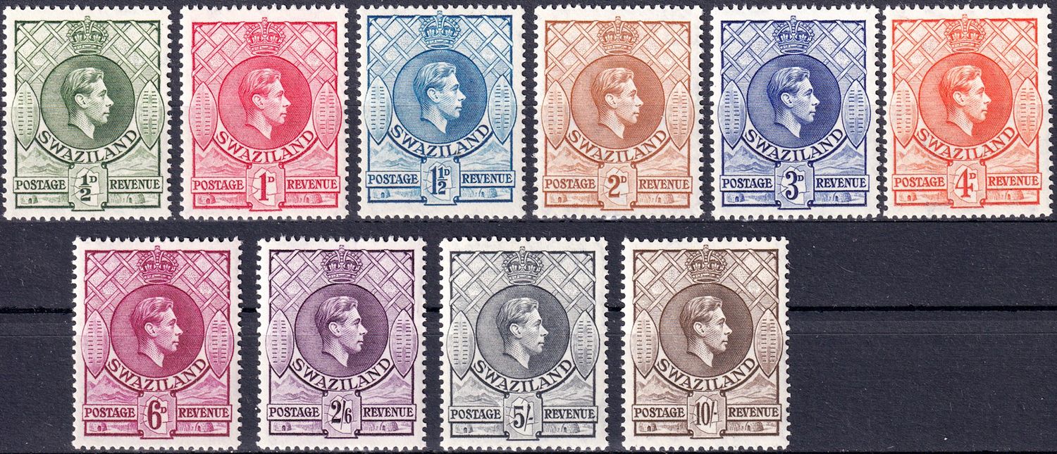 Swaziland 1938 King George VI, (10v) MNH(**)