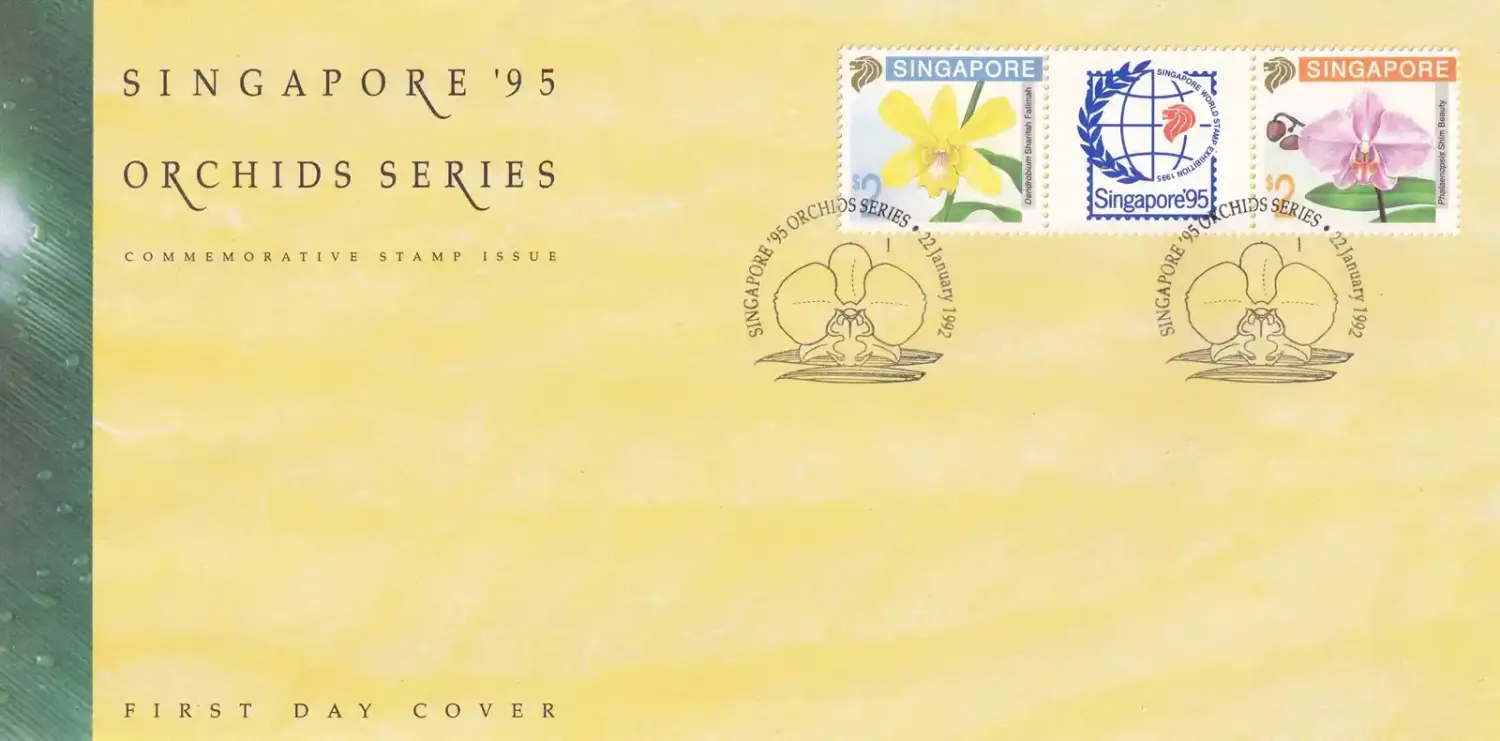 Singapore 1992 Int. Stamp Exhibition "SINGAPORE '95" - Singapore - Orchids FDC Singapore 1992 Int. Stamp Exhibition "SINGAPORE '95" - Singapore - Orchids FDC