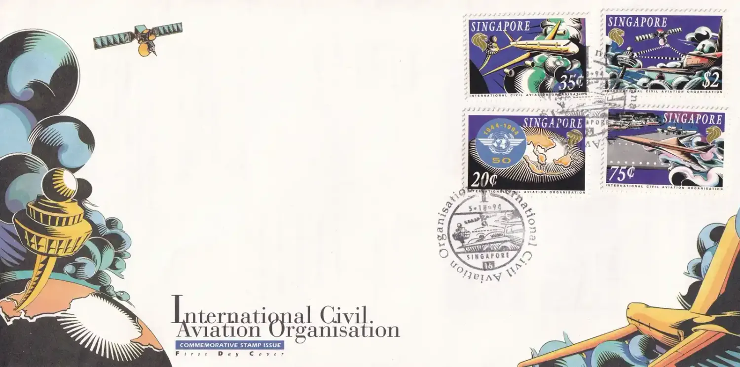 Singapore 1994 The 50th Anniv of Int. Civil Aviation Organization FDC Singapore 1994 The 50th Anniv of Int. Civil Aviation Organization FDC