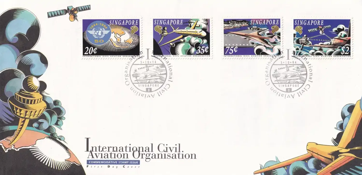 Singapore 1994 The 50th Anniv of Int. Civil Aviation Organization FDC Singapore 1994 The 50th Anniv of Int. Civil Aviation Organization FDC