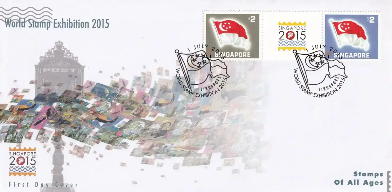 Singapore 2015 National Flag - World Stamp Exhibition SINGAPORE 2015 (2v) FDC
