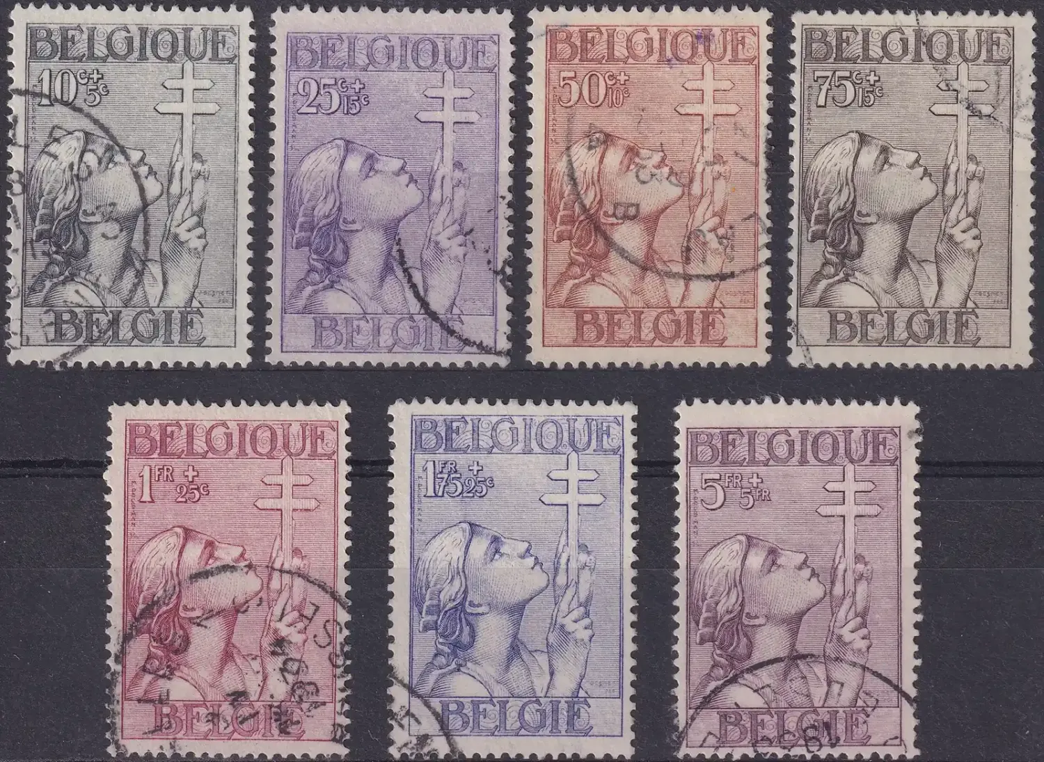Belgium 1933 Lorraine Cross (7v) (The struggle against Tuberculosis). VFU Belgium 1933 Lorraine Cross (7v) (The struggle against Tuberculosis). VFU