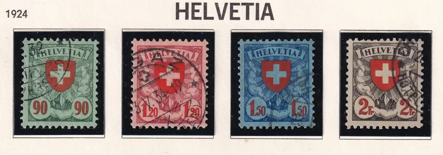 Switzerland 1924 Coat of Arms (4v). VFU Switzerland 1924 Coat of Arms (4v). VFU