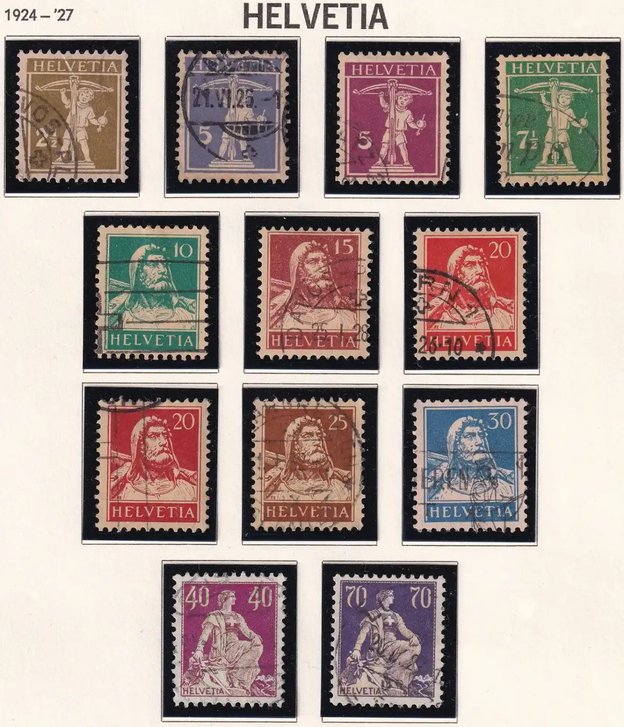 Switzerland 1924 -1930 Definitive Issues - New Colors. VFU Switzerland 1924 -1930 Definitive Issues - New Colors. VFU
