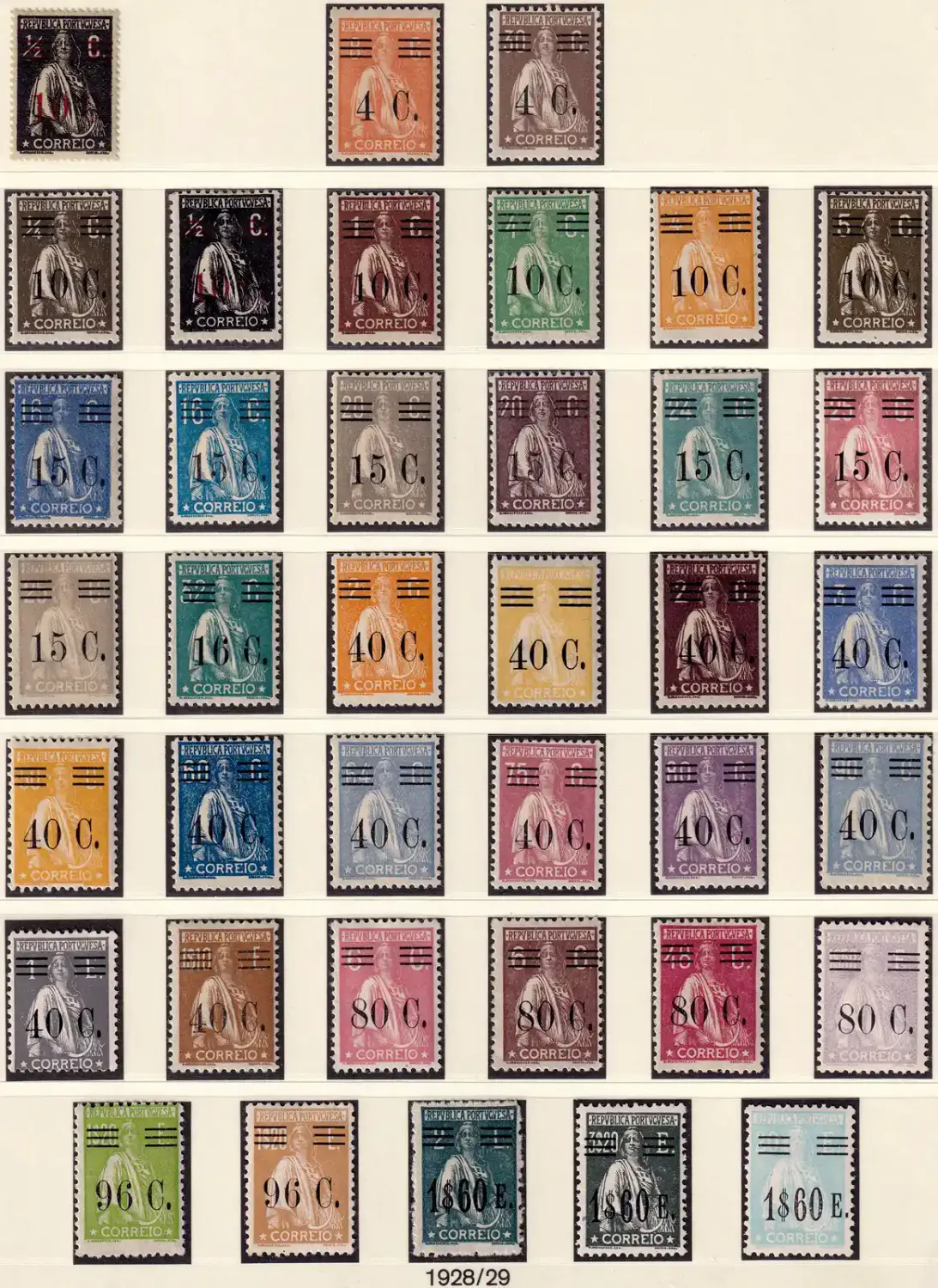 Portugal 1928 Ceres Surcharged, Complete MH(*) - MNH(**) Portugal 1928 Ceres Surcharged, Complete MH(*) - MNH(**)