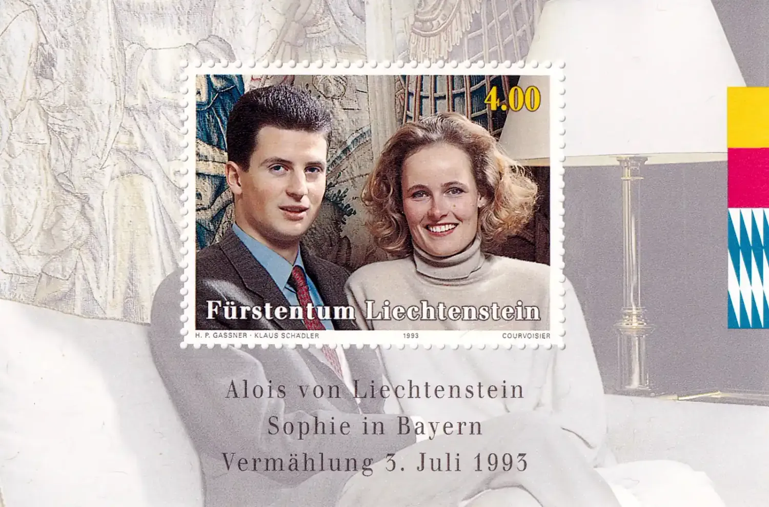 Liechtenstein 1993 The Wedding of Heir to the Throne Alois and Duchess Sophie (ss/2v). MNH(**)