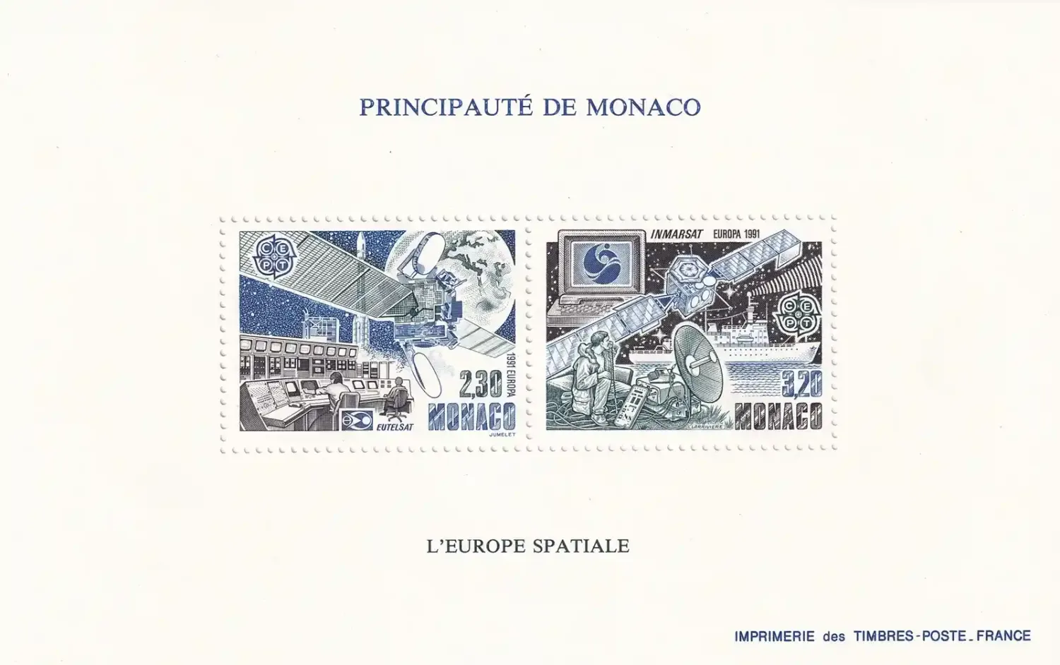 Monaco 1991 EUROPA Stamps - European Aerospace (ss/2v) MNH(**) Monaco 1991 EUROPA Stamps - European Aerospace (ss/2v) MNH(**)