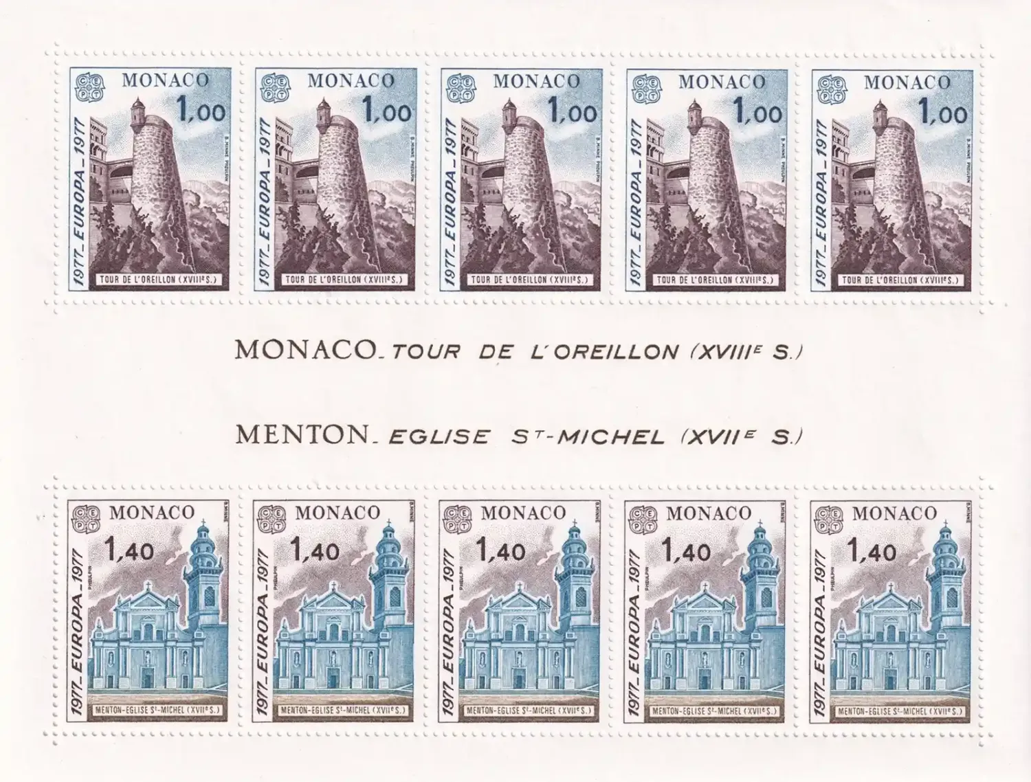 Monaco 1977 EUROPA Stamps - Landscapes (ss/10v) MNH(**) Monaco 1977 EUROPA Stamps - Landscapes (ss/10v) MNH(**)