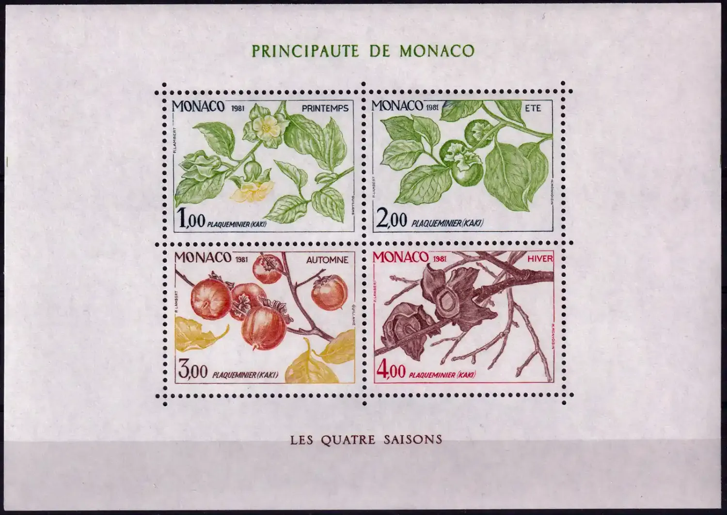 Monaco 1981 The Four Seasons of the Persimmon Tree (ss/4v) MNH(**) Monaco 1981 The Four Seasons of the Persimmon Tree (ss/4v) MNH(**)