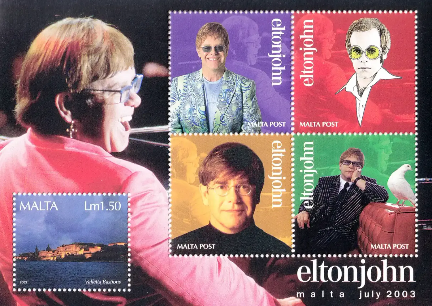 Malta 2003 Elton John in Malta (ss/5v). MNH(**) Malta 2003 Elton John in Malta (ss/5v). MNH(**)