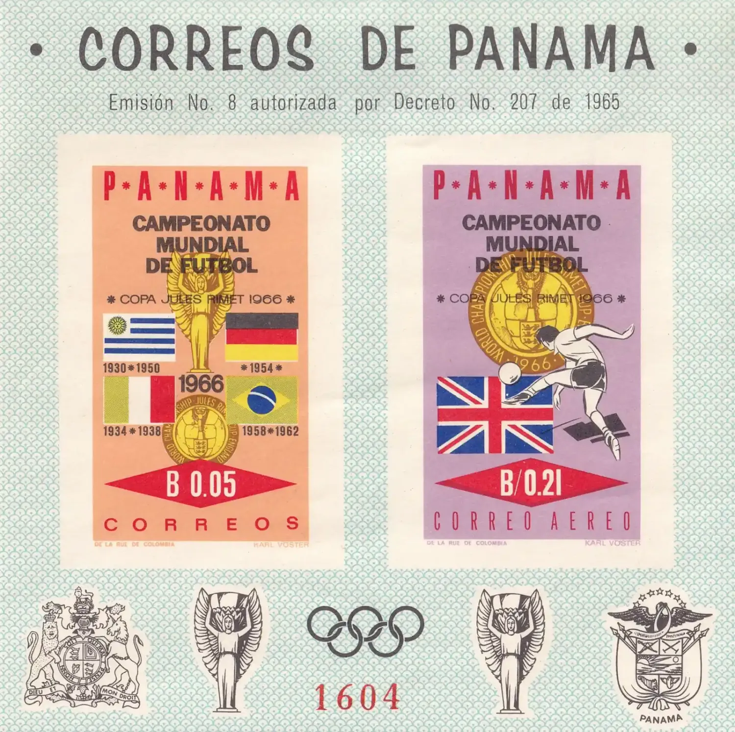 Panama 1966 Airmail, Football World Cup (Imperf) - England (ss/2v). MNH(**) Panama 1966 Airmail, Football World Cup (Imperf) - England (ss/2v). MNH(**)