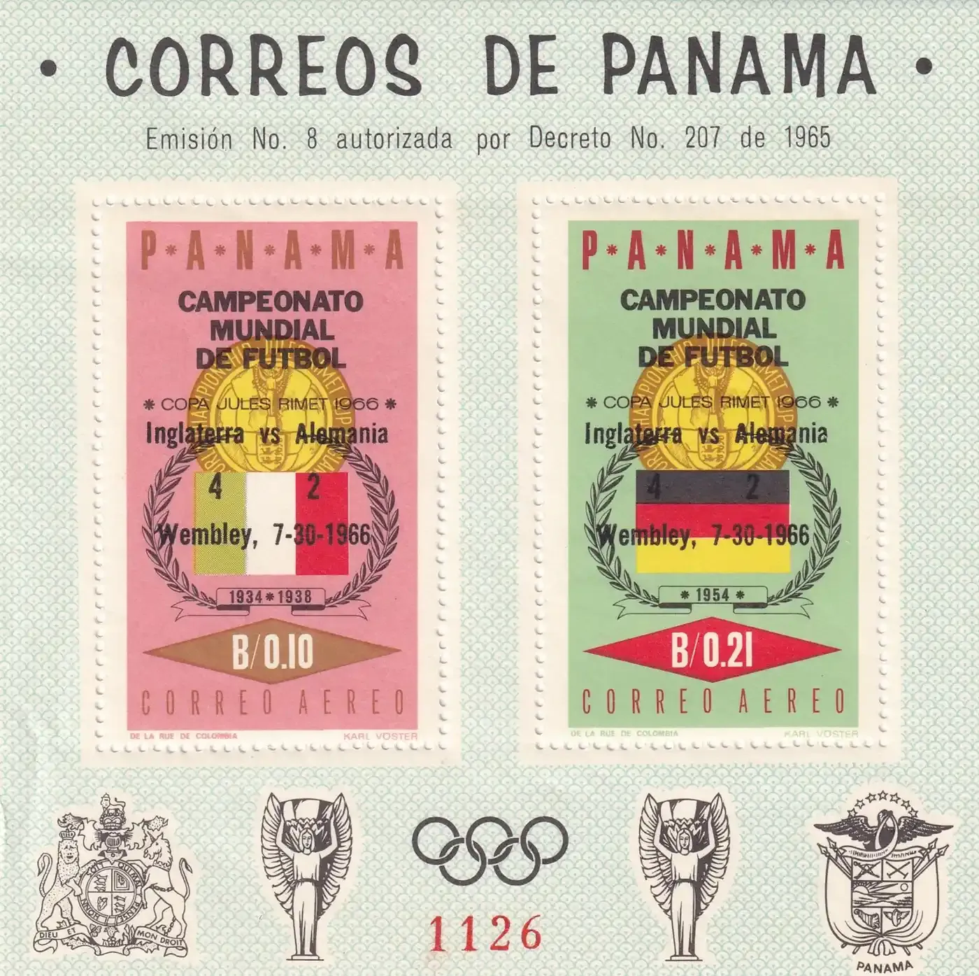 Panama 1966 Football World Cup, Final Victory - England (ss/2v). MNH(**) Panama 1966 Football World Cup, Final Victory - England (ss/2v). MNH(**)