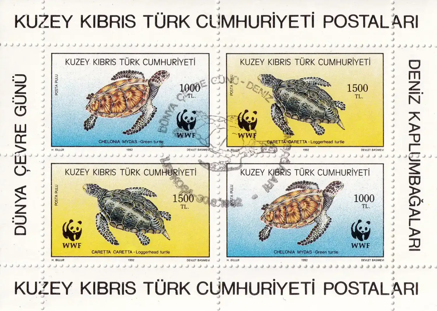Turkish Cyprus 1992 WWF - Turtles, Reptiles CTO, NH(**)