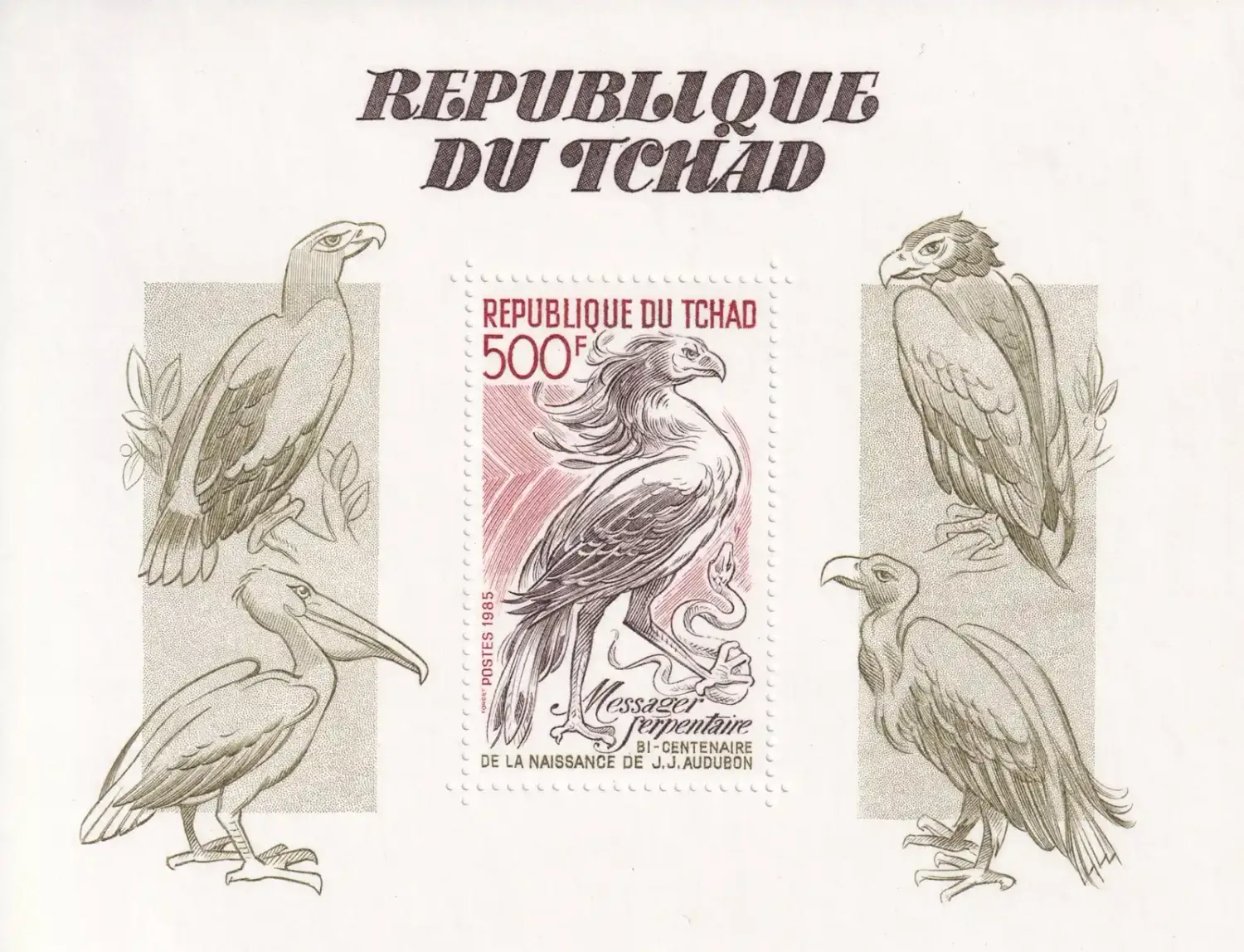 Chad 1985 Birds - The Anniv of the Birth of John J. Audubon (ss/1v) MNH(**) Chad 1985 Birds - The Anniv of the Birth of John J. Audubon (ss/1v) MNH(**)