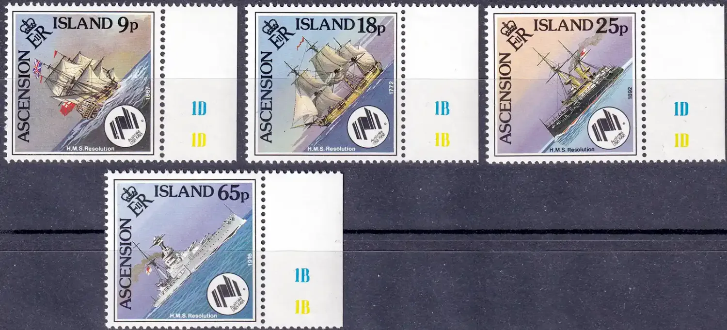 Ascension 1988 The 200th Anniv of the Australian Settlement - Ships of the Royal Navy. MNH(**)