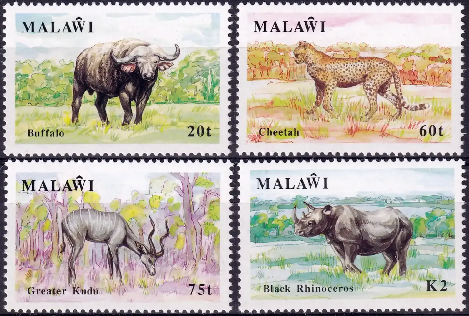 Malawi 1991 Wildlife, Mammals (ss/4v). MNH Malawi 1991 Wildlife, Mammals (ss/4v). MNH