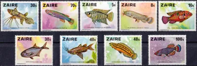 Zaire 1978 Fish. (9v). MNH(**) Zaire 1978 Fish. (9v). MNH(**)