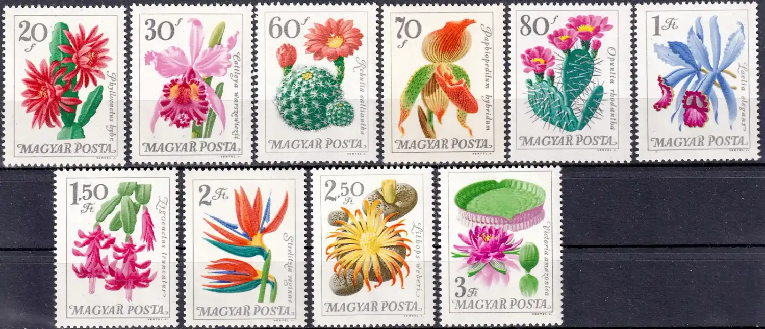 Hungary 1965 Flowers - Botanical Garden. Orchards, Sterlitzia, Prikley Pear. MNH(**) Hungary 1965 Flowers - Botanical Garden. Orchards, Sterlitzia, Prikley Pear. MNH(**)